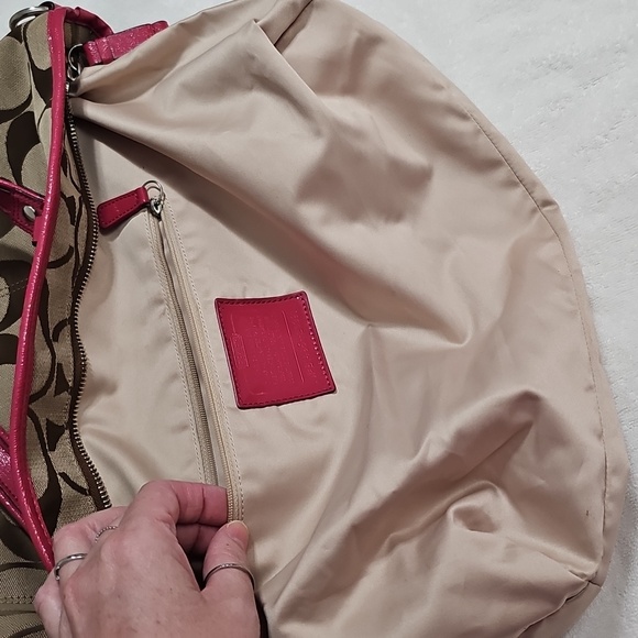 Coach Tan and Pink Signature Tote - Picture 7 of 16
